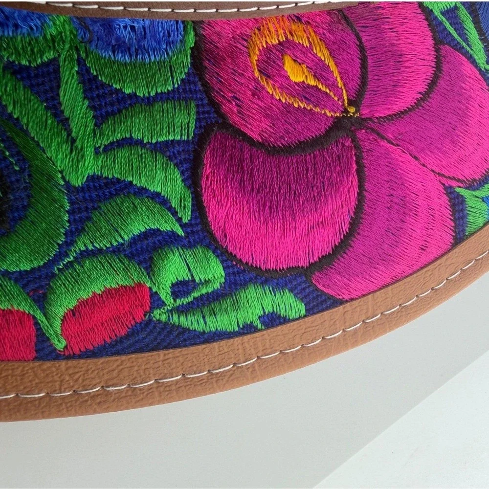 Boho Floral Embroidered Wide Brim Hat Festival Rancher Western‎ Style